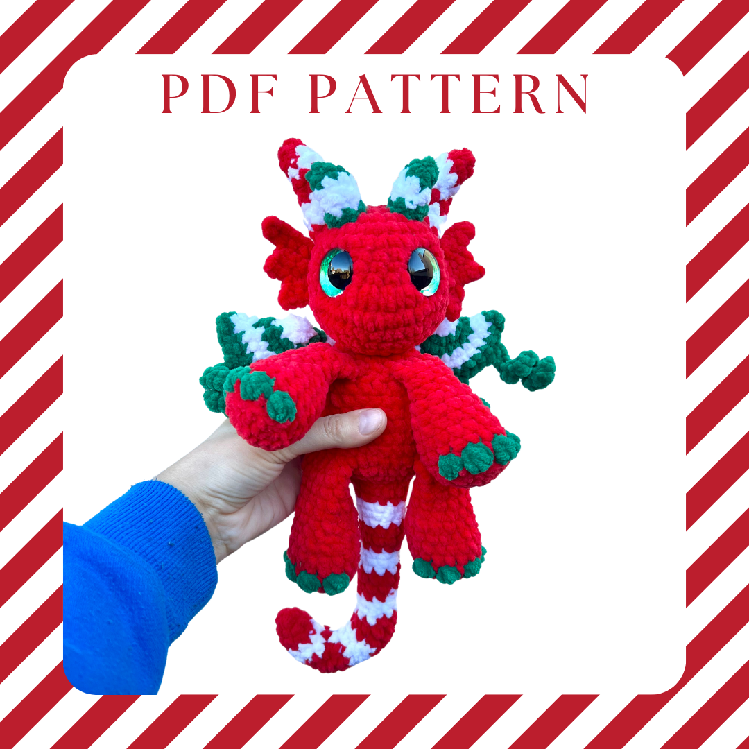 Candace the Candy Cane Dragon (PDF Pattern)