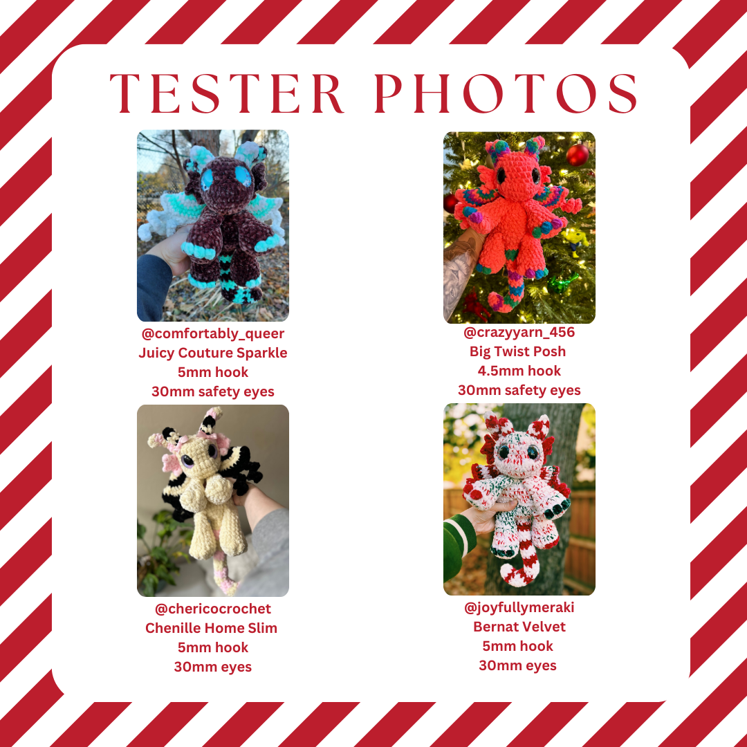 Candace the Candy Cane Dragon (PDF Pattern)