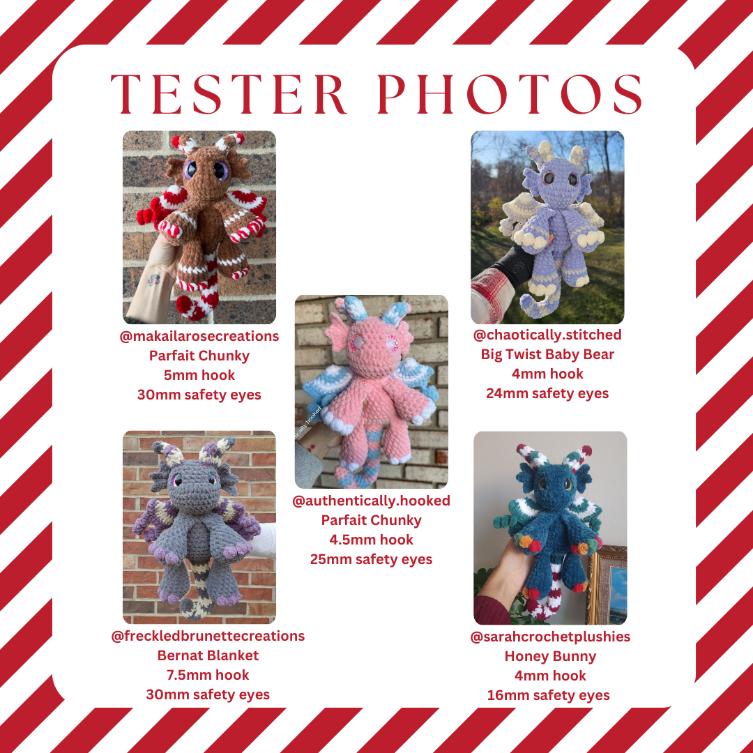Candace the Candy Cane Dragon (PDF Pattern)