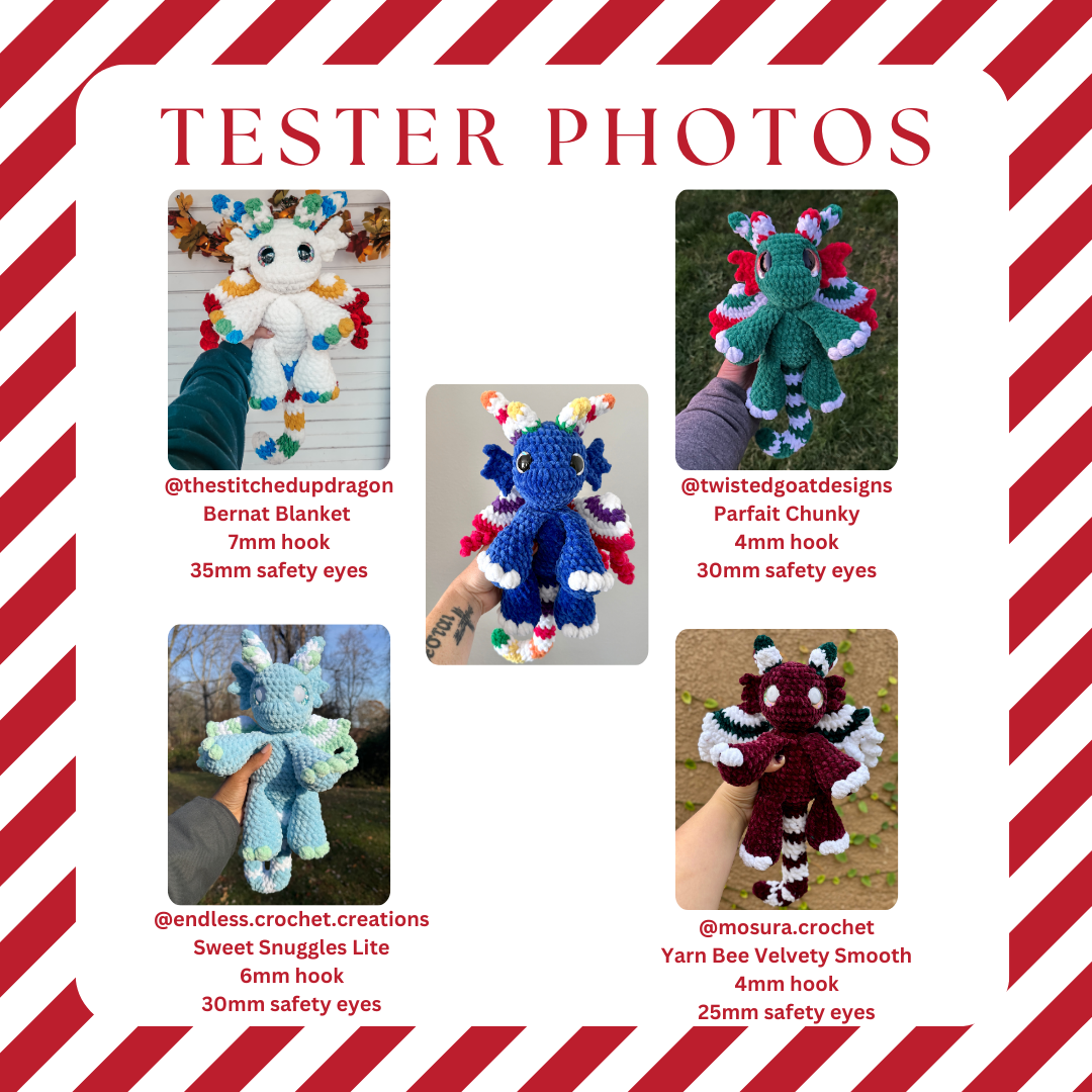 Candace the Candy Cane Dragon (PDF Pattern)