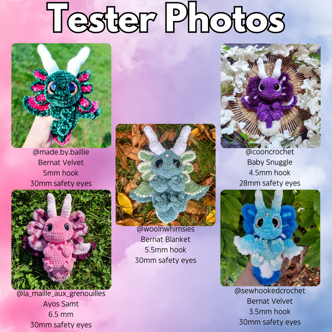 Aurora the Axolotl Dragon (PDF Pattern)