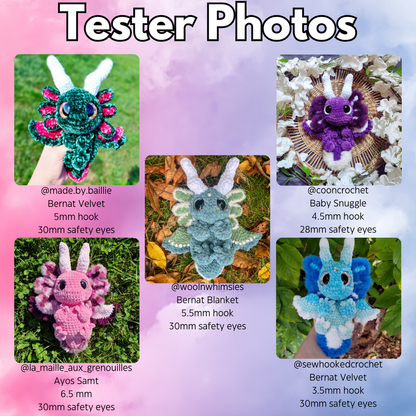 Aurora the Axolotl Dragon (PDF Pattern)